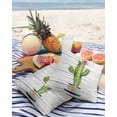 thumbnail image 3 of Watercolor Tropical Plant Cactus with Flower Outdoor Pillow Covers Set of 2, Decorative Waterproof Throw Pillow Case, Wooden Plank Cotton Linen Soft Cozy Cushion Pillowcases, 3 of 6