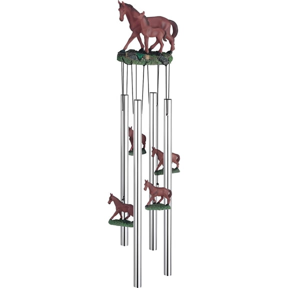 FC Design 23" Long Round Top Brown Horse with Foal Wind Chime Statue Sculpture Ornament Decoration Home/Room/Garden Decor and Unique Gift Ideas for Housewarming, Holidays and Birthdays