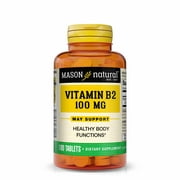 Mason Natural Vitamin B2 (Riboflavin) 100 mg - Healthy Conversion of Food into Energy, Supports Nerve Function and Health, 100 Tablets