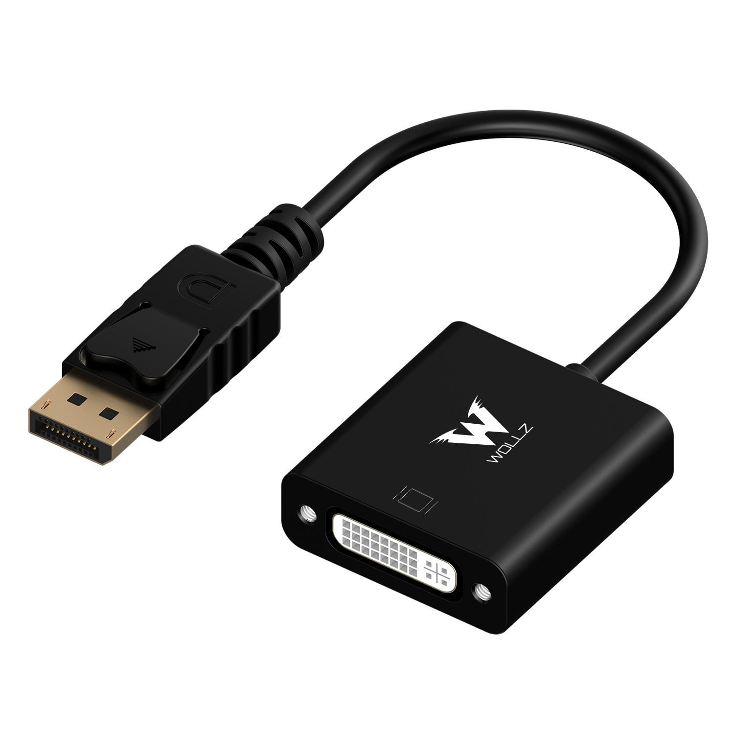 DisplayPort to DVI Adapter, WOLLZ GoldPlated HeavyDuty Display Port