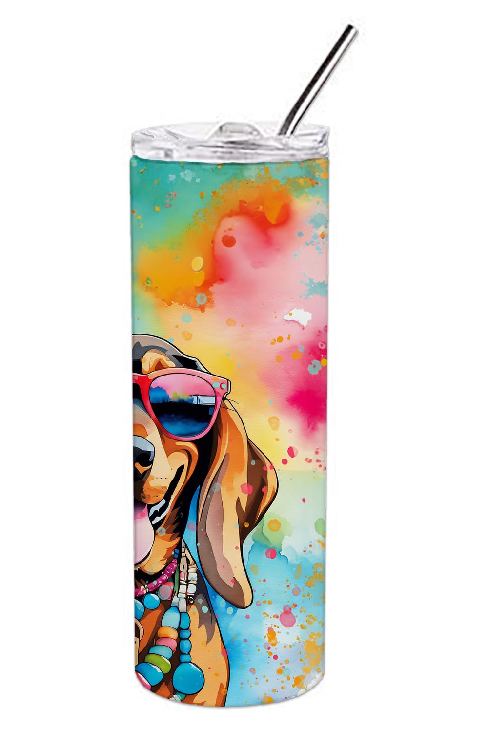 Doberman Pinscher Hippie Dawg Stainless Steel Skinny Tumbler 3 in x 8.25 in
