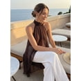 thumbnail image 3 of Argulvti Women’s Halter Neck Long Tops Summer Fashionable Dot Print Backless Going Out Vest, 3 of 8