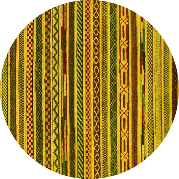 Ahgly Company Indoor Round Southwestern Yellow Country Area Rugs, 6' Round