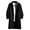 Black, variant on Men's Mid Length Denim Trench Coat Lapel Collar Button Front Side Pockets Solid Color Long Sleeve No Hood Loose Fit Viscose Blend Casual Spring Fall Jean Outerwear Jacket Top