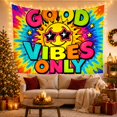 thumbnail image 3 of Yellow Smiley Face Against Neon Paint Splatter, Energetic Psychedelic for Pop Art Fans, Retro Pop Art Decor, Housewarming Gift Tapestry Wall Hanging for Bedroom and Living Room, 3 of 7