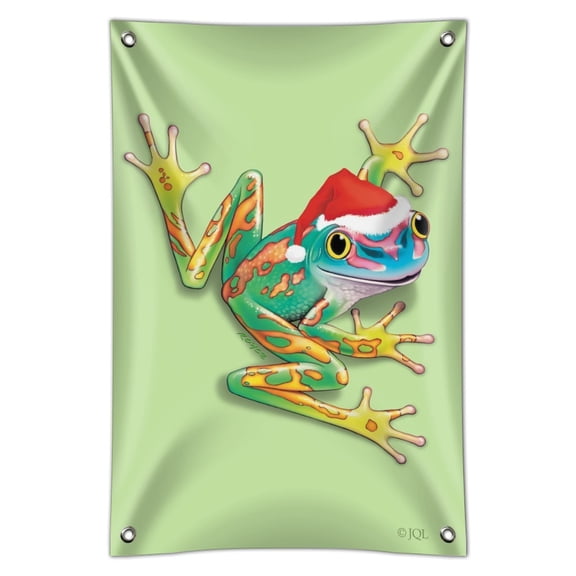 Santa Hat Rainforest Christmas Tree Frog Home Business Office Sign