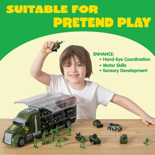 SYNCFUN 25 in 1 Military Vehicle Set with Lights & Sounds
