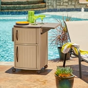 Suncast DCP2000 Portable Outdoor Prep Serving Grill Station Table and Cabinet