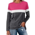 thumbnail image 2 of Pxiakgy Vente Chaude!! Tunique à Blocs de Couleur pour Femmes Hauts Décontractés à Manches Longues Col Rond Pull Tunique à Blocs de Couleur pour Femmes Hauts Décontractés à Manches Longues Col Rond Pull Rose Vif L, 2 of 7
