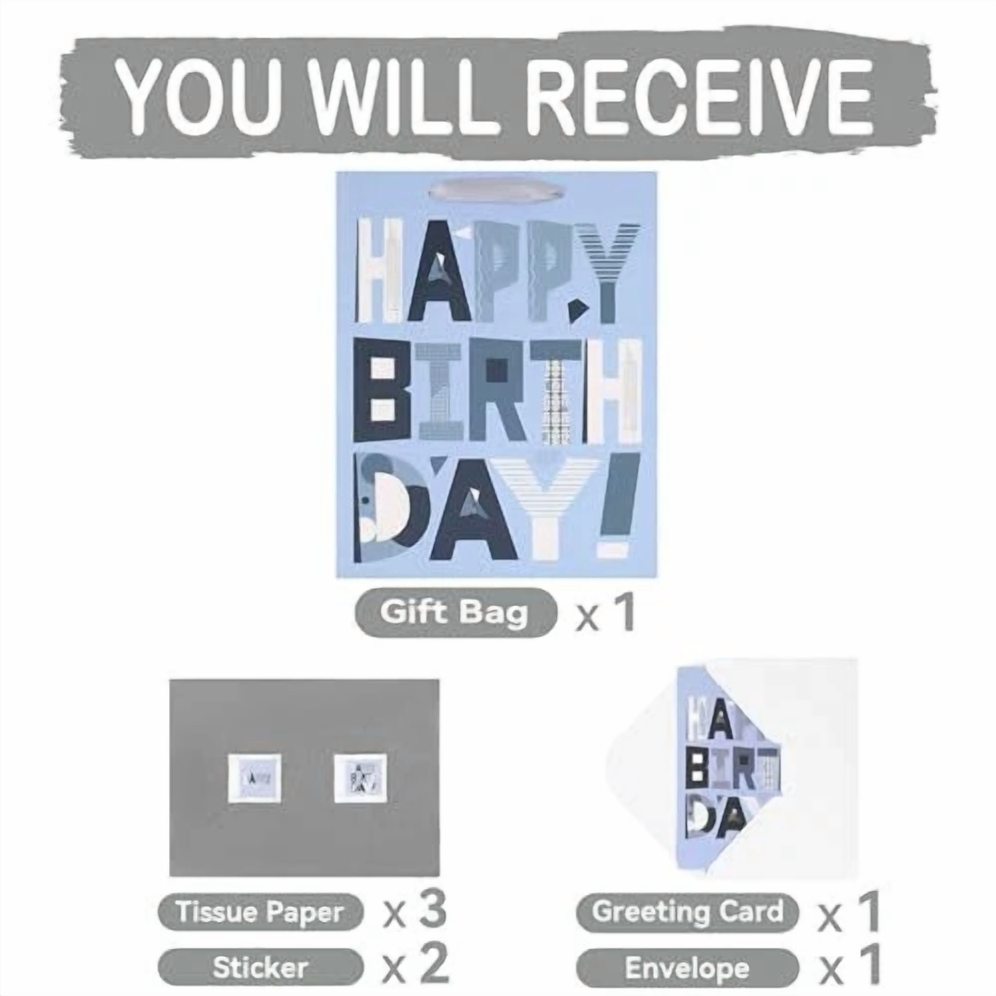 BUTTERFLY- 13" Large Gift Bags Set With Greeting Card And Tissue Papers (Grey Silvery