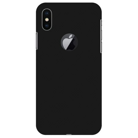 iPhone X Case - Carbon Black With Texture, Hard Plastic Back Cover. Slim Profile Cute Printed Designer Snap on Case with Screen Cleaning