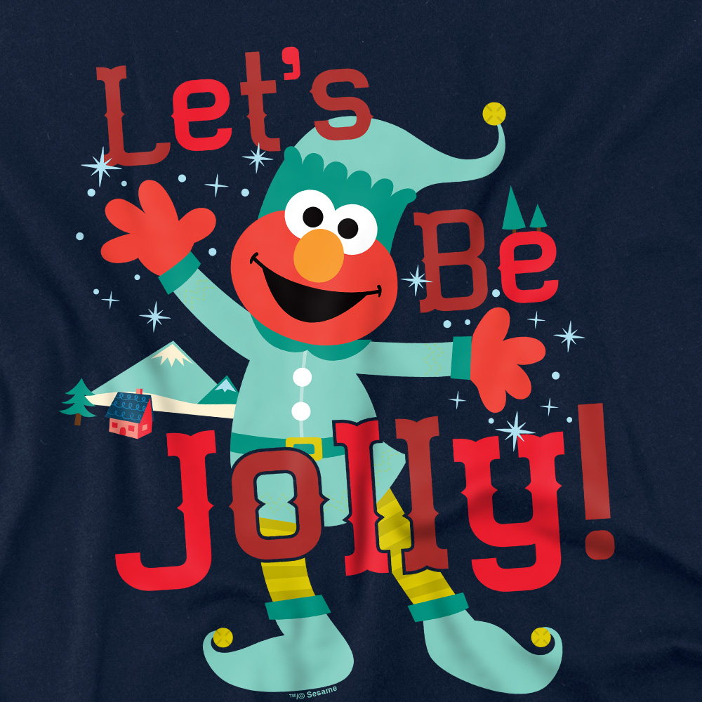Sesame Street Elmo, Jolly Christmas Elf Women's T Shirt, Navy, Large