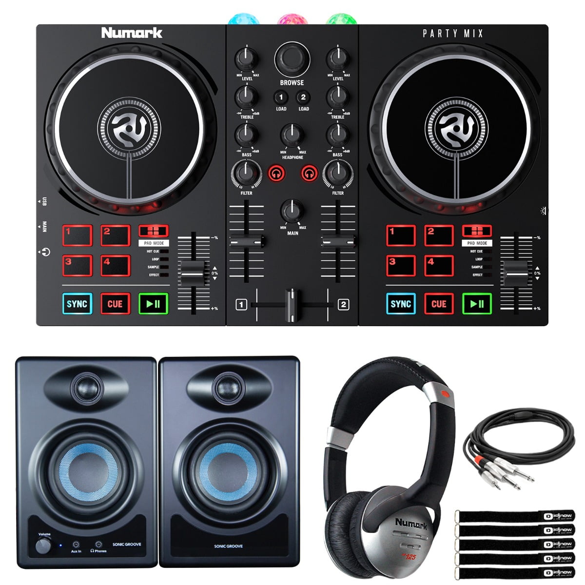 【未使用】Numark Party Mix Live DJ＋ヘッドフォン Numark Party Mix Live DJ Controller Bundle With Professional