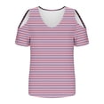 thumbnail image 4 of zfwon Women'S Casual Cold Shoulder T Shirt V Neck Short Sleeve Blouse Tunic Tops Sexy Casual Comfy T Shirt Colorblocked Gradient Print T-Shirt Pullover Tees Shirts, 4 of 6