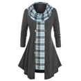 thumbnail image 1 of Camiseta Talla Extra a Cuadros Cuello Vuelto Rosegal  Mangas largas de talla grande, 1 of 5