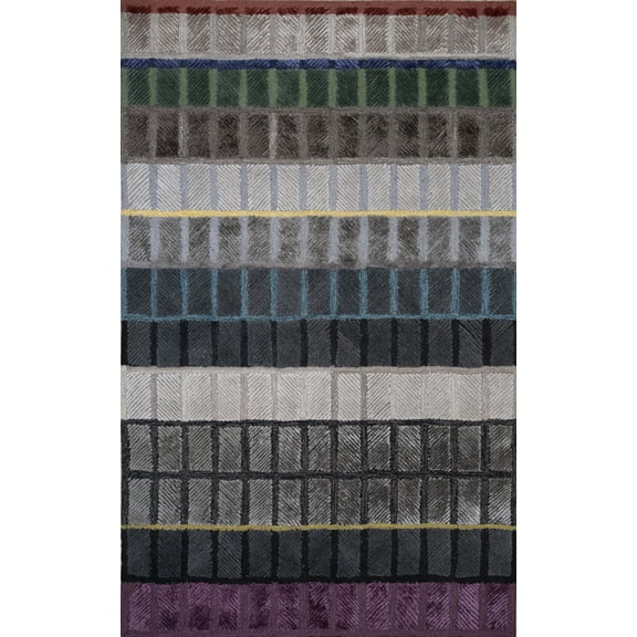 Jaipur Rugs India Modern Wool & Viscose Rugs, Charcoal Slate & Ink Blue, 6 x 9