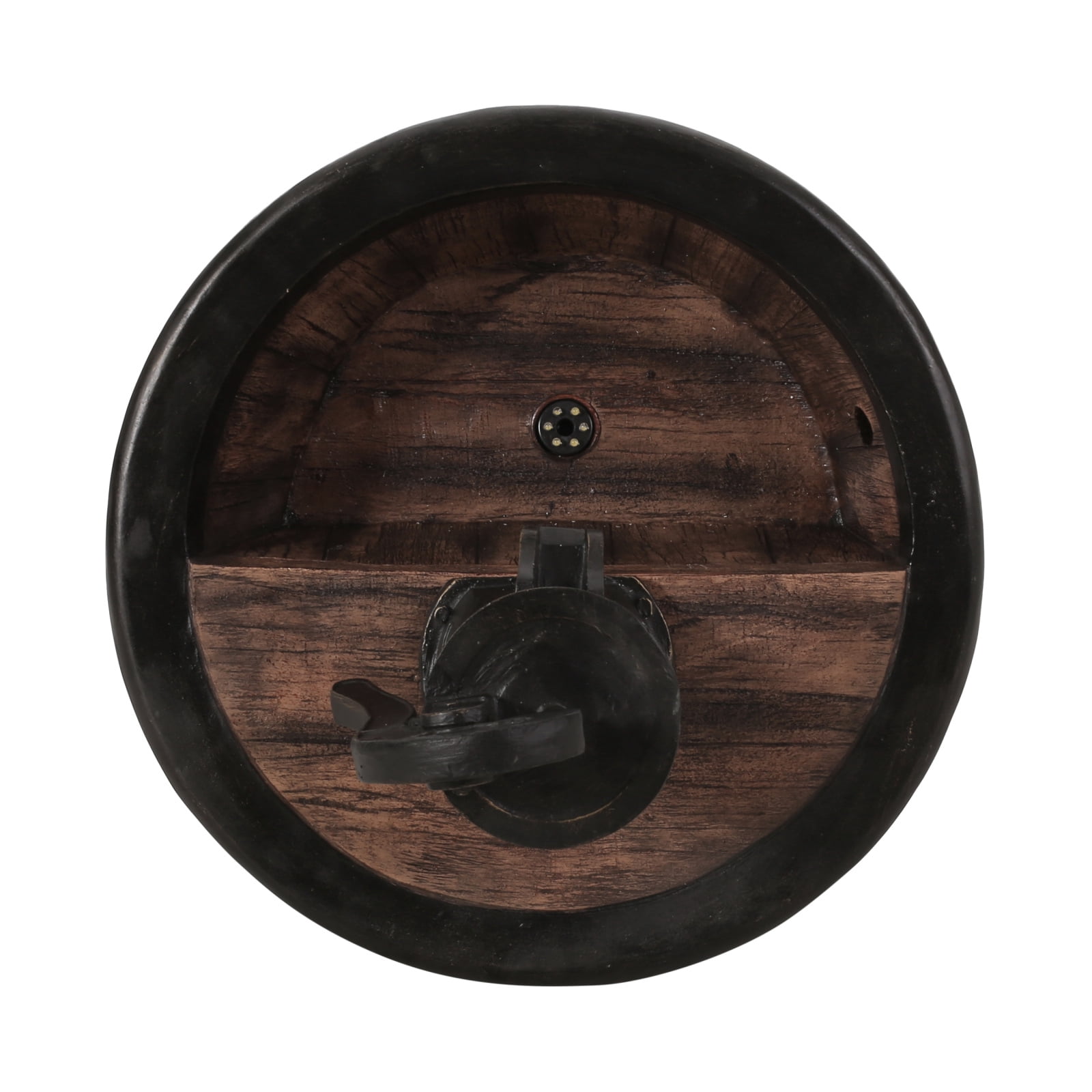 Hand Crafted Outdoor Floor Fountain with LED Lights Weather Resistant Barrel Design Waterfall Flow for Garden Patio Decor