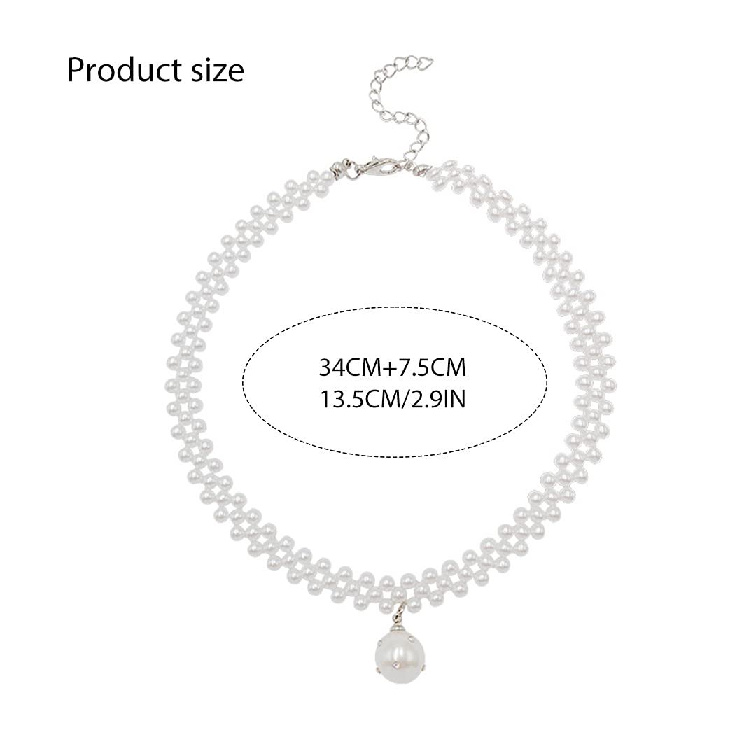 Boho Pearl Choker Necklace - Silver Crystal Pendant, Adjustable 18-20 Inch, Seed Bead Jewelry For Women