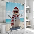 thumbnail image 5 of Coastal Christmas Shower Curtain Set - Small 36" x 72" Washable Bathtub Curtain with 12 Hooks, Beach Snowman Seaside Holiday Waterproof Fabric Stall Shower Curtains for Bathroom/Bathtub Décor, 5 of 6