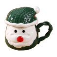 thumbnail image 2 of Taza de Cerámica onlyliua con Tapa para regalo de Navidad con Caricaturas de Papá Noel, 2 of 6
