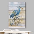 thumbnail image 3 of HFDF Canvas Prt Wall Art Retro Wood Panel Blue Beach Crane Bird Nature Wilderness Illustrations Modern Art Decorative Multicolor Zen Rustic Relax/Calm for Livg Room, Bedroom, - 11x14inch Framed, 3 of 5