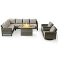 thumbnail image 3 of POCASSY 6PCS Outdoor Furniture Set with Fire Pit Table - All Weather Gray Wicker Outdoor Sectional Sofa with Swivel Chair and 41" Propane Firepit Table for Deck, Porch, Garden - Beige, 3 of 16