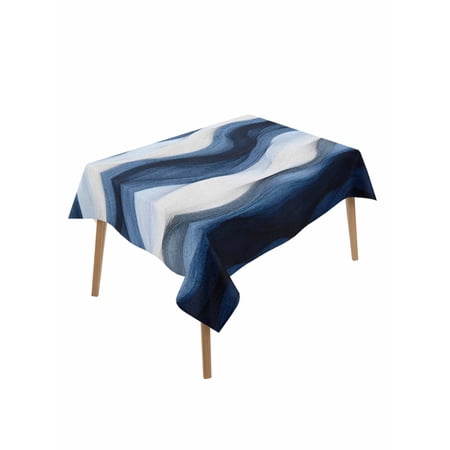 Abstract Mountain Table Cloth 60x84 Inch Rectangle Watercolor White Navy Texture Nature Waterproof Tablecloth Washable Table Cover for Party Picnic Dinner Decor