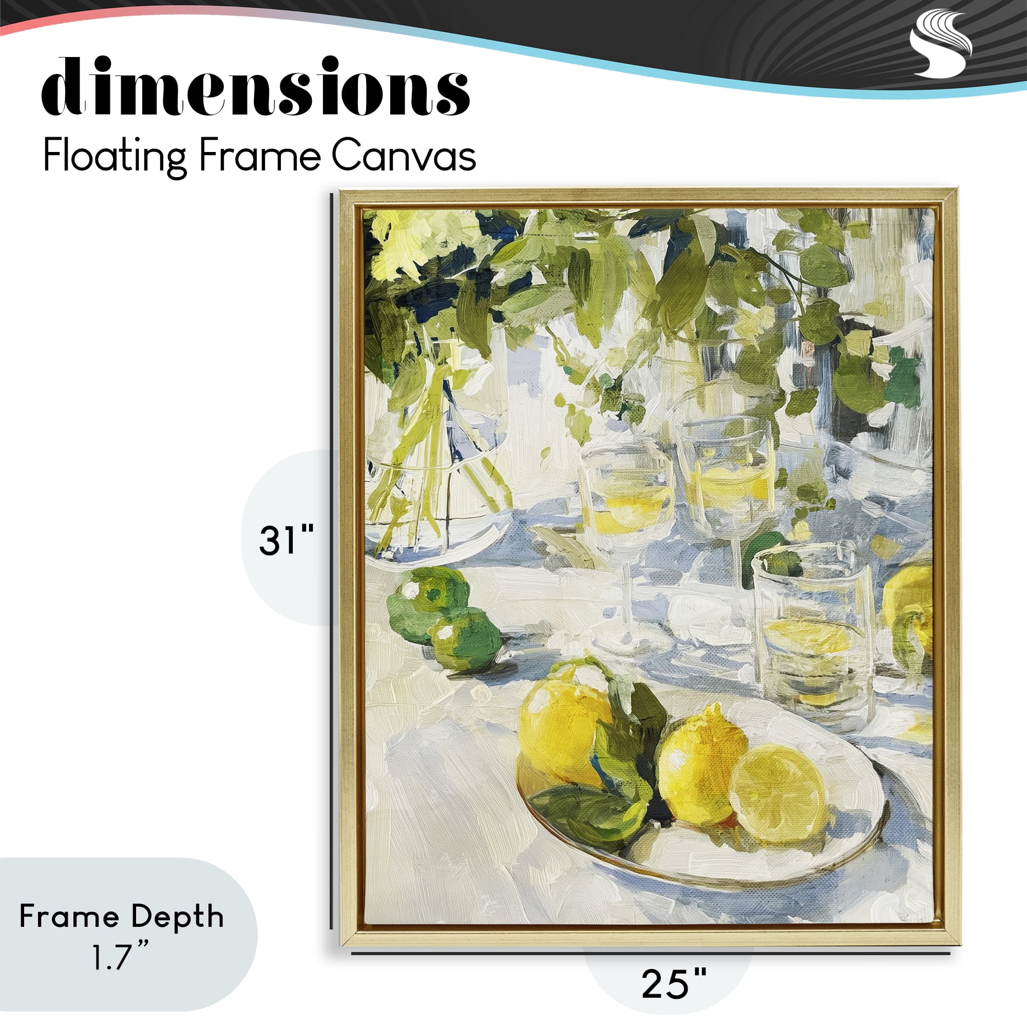 Stupell Industries Meringue Lemons Table Spread Gold Framed Floater Canvas Wall Art, design by Annabelle Hall