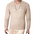 thumbnail image 2 of Charmgo True Classic Tees Men, Knitted Sweater Solid Color V Neck Long Sleeve Pullover Men's Sweater Autumn Men's Tops Mens T Shirts for Men Beige XXXL, 2 of 7