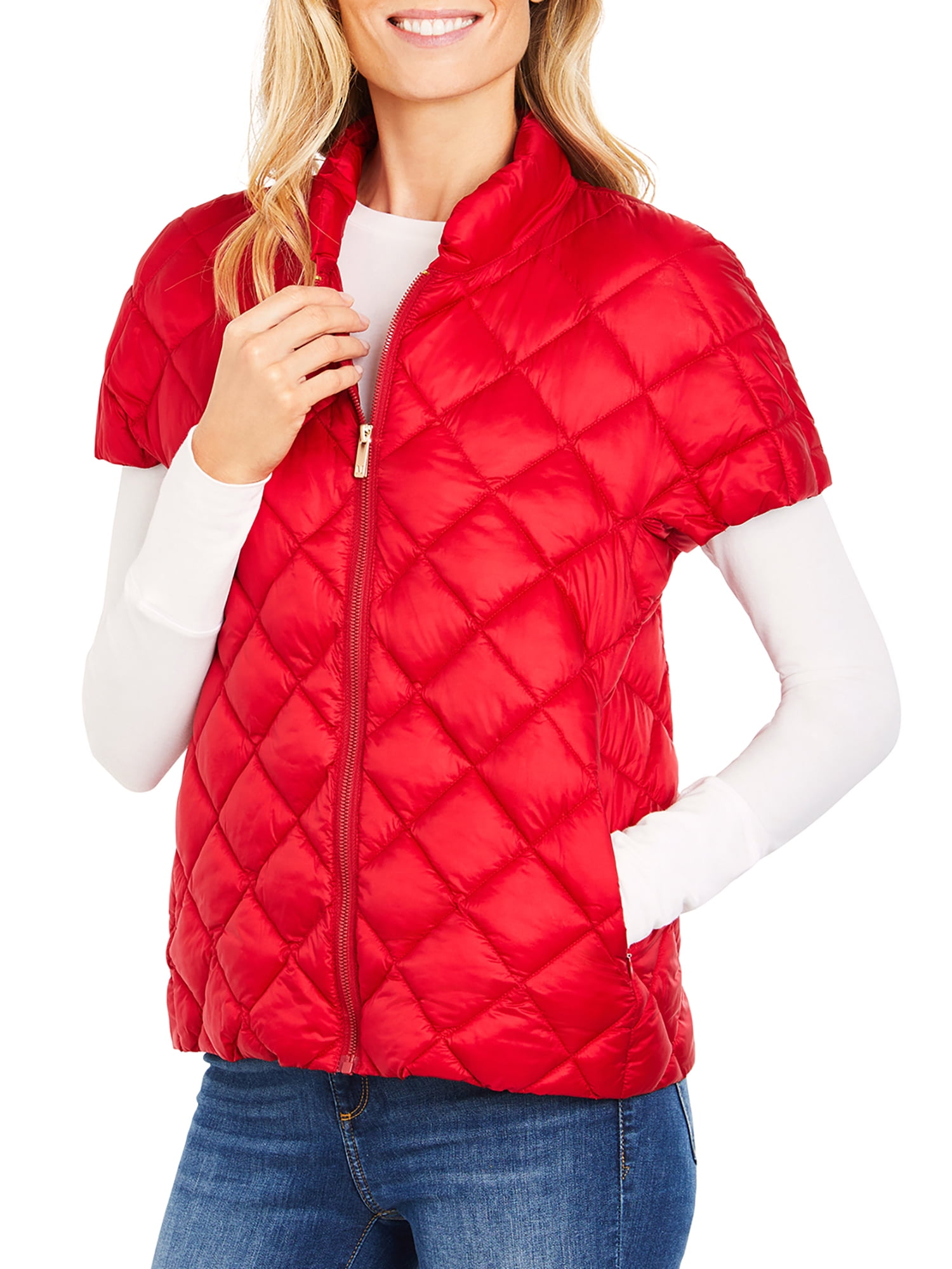 red quilted vests