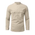 thumbnail image 5 of Kizanda Men Half Button Work Shirt with Chest Pockets Pullover Lightweight Stand Collar Work Comfy Office Shirt Long Sleeve Fall Winter Business Casual Top for Men XL, 5 of 9