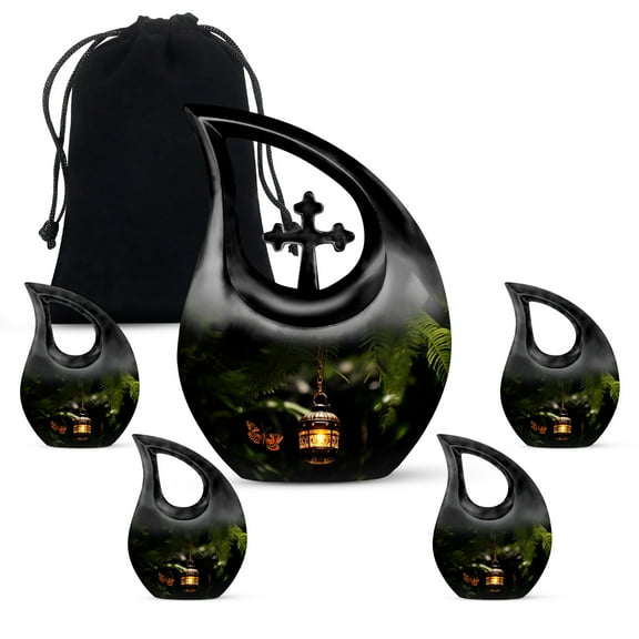MUKTIVE Butterfly Funeral Urn for Human Ashes Adult Mom & Dad, Combo Sets Memorial Urns for Adult Female, Urns for Decorative, Lantern Burial Urn for Men & Women(1 Large 10 ", 4 Keepsake 3 ")