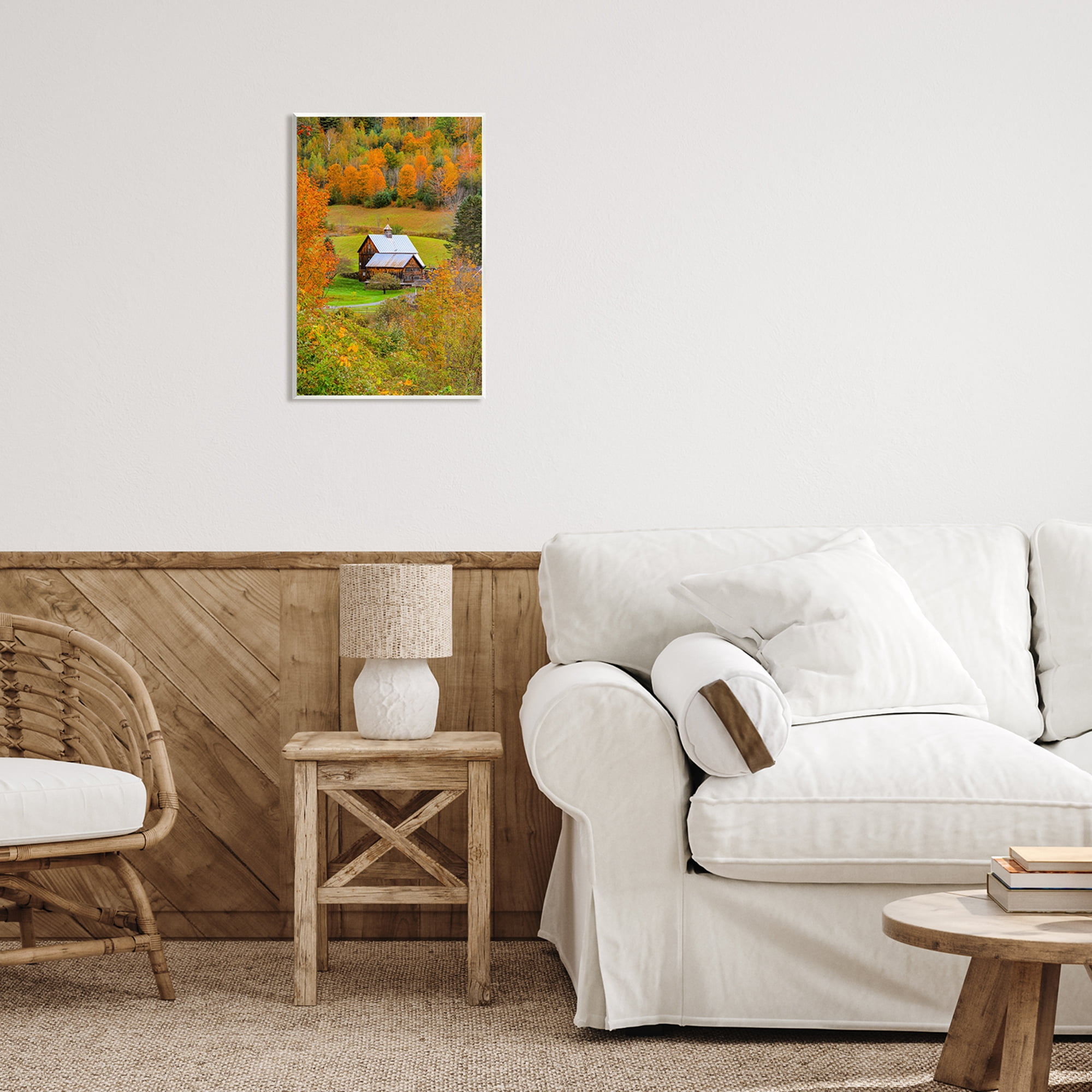 Stupell Industries Autumn Farmhouse Cabin Nature Photography Unframed Art Print Wall Art, 13 x 19