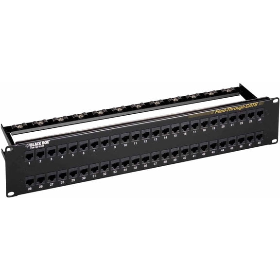 Black Box CAT6 Feed-Through Patch Panel - Unshielded, 48-Port (jpm820a)