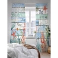 thumbnail image 3 of Summer Coastal Sheer Curtains 2 Panels Set, Ocean Coral Seaweed Window Sheer Curtains for Living Room/Bedroom, Wood Grain Light Filtering Rod Pocket Voile Drapes, 52" W x 84" L, 3 of 7