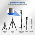 thumbnail image 3 of Neewer All in 1 Travel Tripod Monopod Carbon Fiber, Creative DIY Camera Tripod 9+ Assemblies Kit: Mini Tripod Leg, Center Column, 360° Ball Head, Spikes, Lightweight for Outdoor Photography, TP23, 3 of 8