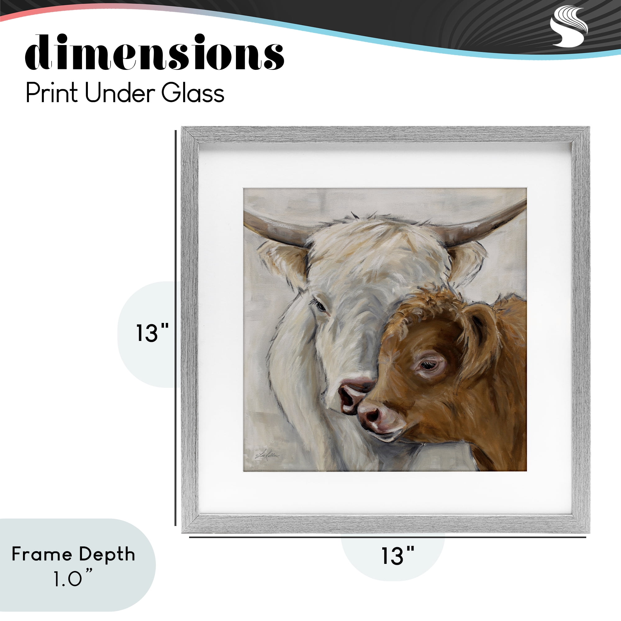 Stupell Industries Highland Cow & Calf Contrasts Gray Framed Print Under Glass, design by Lee Keller