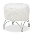 thumbnail image 1 of Baxton Studio Celia Ottoman en Fausse Fourrure Argentée Blanche, 1 of 7