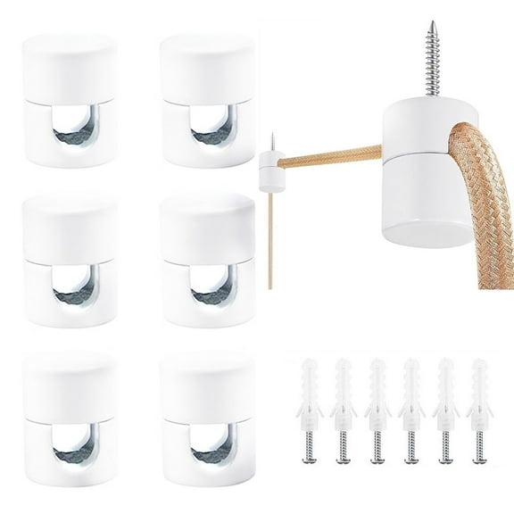 6 Pack Aluminum Swag Hooks for Ceiling Hanging, Swag Hook Super Load, White Ceiling Hooks for Hanging Lights, Ceiling Hook, Modern Ceiling Hooks for Pendant Light- Easy to Use