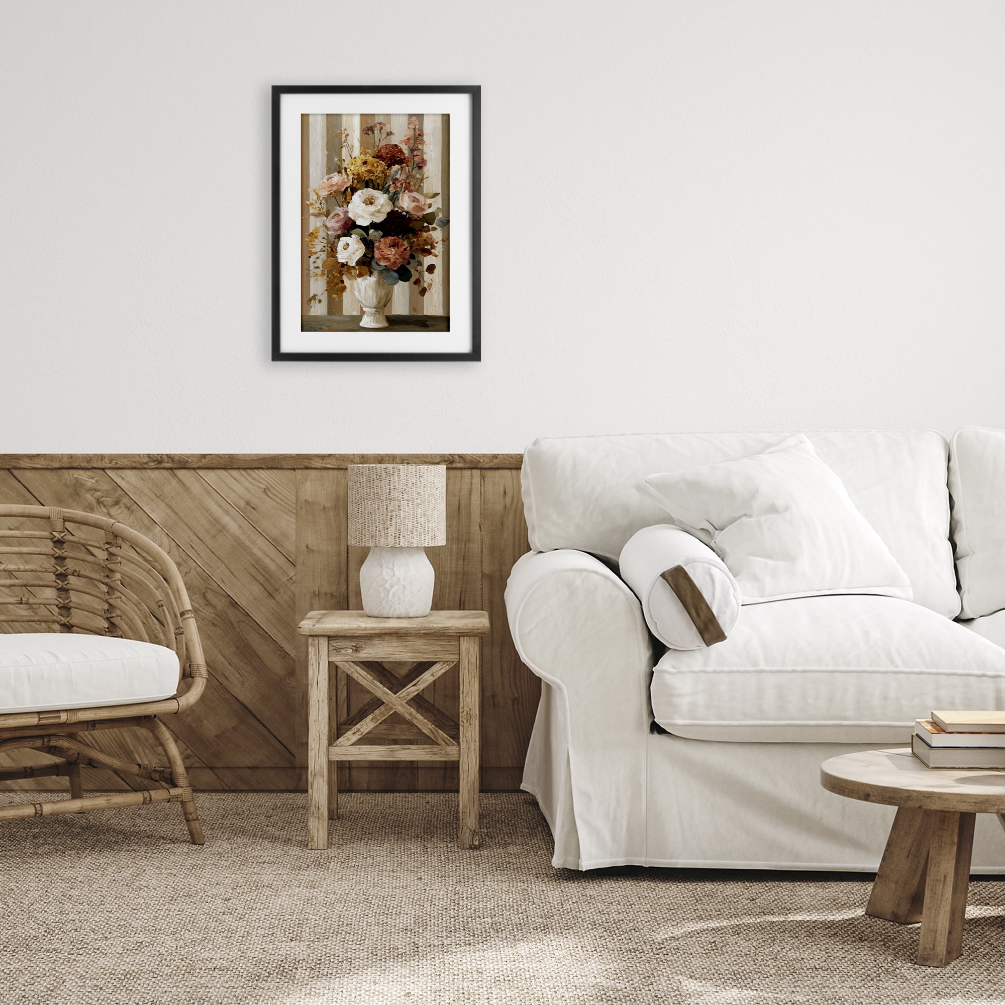 Stupell Industries Vintage Arrangement in Vase Black Framed Print Under Glass, design by Petal Prints Design