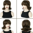 thumbnail image 6 of QUEENTAS Mullet Wig Short Brown Wigs for  Women Synthetic Brown Wig with Bangs Mix Blonde Highlights, 6 of 7