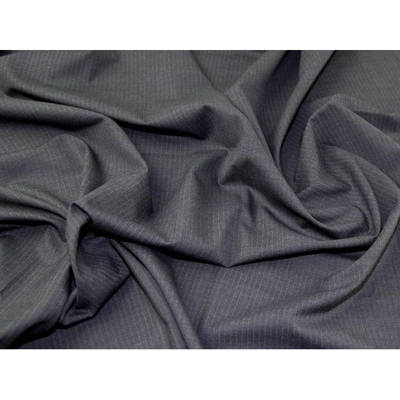 Portuguese Pinstripe Stretch Suiting Dress Fabric Dark Grey - per yard