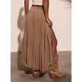 thumbnail image 3 of Women'S Western Bohemian Maxi Dress Summer Casual Asymmetrical High-Low Hem Country Denim Skirt Half Skirt Camel M, 3 of 8