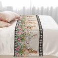 thumbnail image 2 of Spring Rabbits Bed Runner for King Size Bed, Pink Rose Purple Flowers Daisy Vintage Linen Soft Bedding Scarf Bedding Protector Slipcover Sofa Throw for Bedroom Hotel Guesthouse, 2 of 8