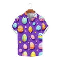thumbnail image 2 of DDAPJ pyju Easter Button Down Shirts for Men Bunny Graphic Party Shirt Casual Stylish Short Sleeve Tops Big and Tall Hawaiian Shirt for Men on Sale Purple XXXL, 2 of 6