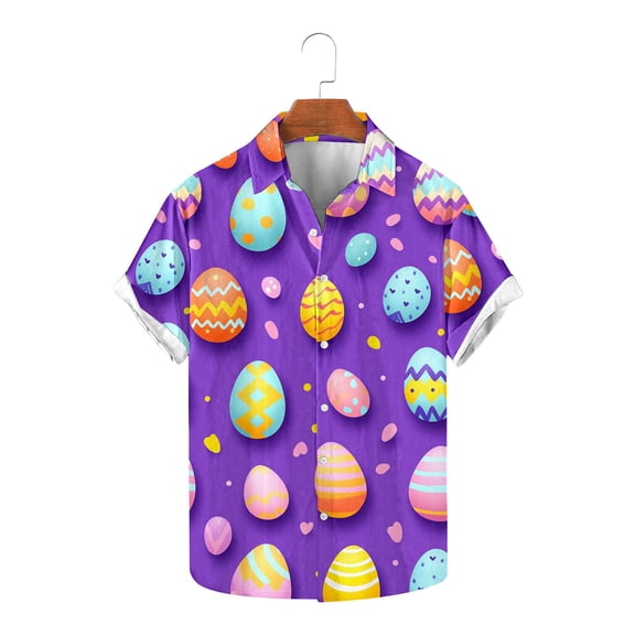 GERsome Mens Hawaiian Shirts Summer Short Sleeve Button Down Easter Holiday Beach Shirts S-5XL