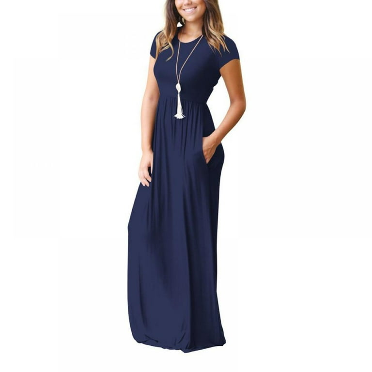 Plain navy 2025 maxi dress