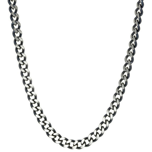 Metro Jewelry Curb Chain Necklace for Men in Stainless Steel with Ion Plating - 22 Inches Long - 7 mm Wide with Lobster Claw