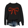 thumbnail image 5 of Graphic Sweatshirts For Women Funny Xmas Bow Print Loose Fit Cute Long Sleeve Christmas Shirts Casual Comfortable Holiday Y2K Outfits Fall Winter Pullover Loungewear Tops Black L, 5 of 6