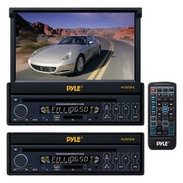 PYLE PLTS73FX - Single DIN In Dash Car Stereo Head Unit w/ 7inch Flip Out Touch Screen Monitor, Remote - Audio Video Receiver System with Radio, Camera and CD DVD Player Input, MP3, USB, SD Reader - image 2 of 5